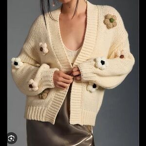 Mauve Cream Floral Knit Cardigan